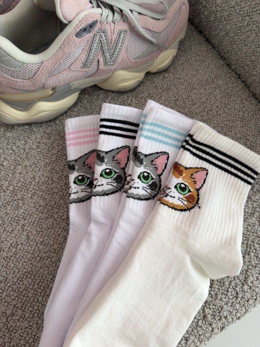 Women's Cat & Stripes pattern socks 0200.211