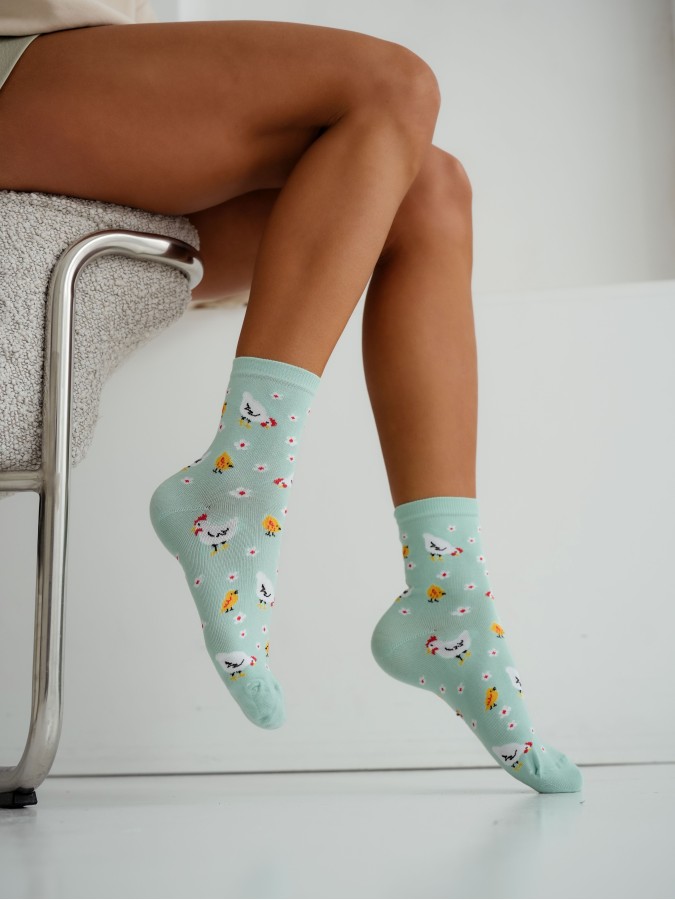 Women's Hens & Chicks pattern socks 0200.219