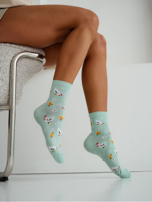 Women's Hens & Chicks pattern socks 0200.219