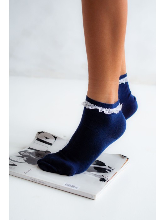 Women's cotton lace trim socks 0897