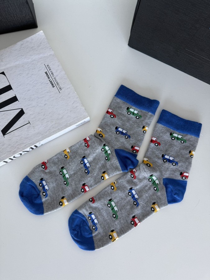 Men's Colorful Cars pattern short socks 1153.049
