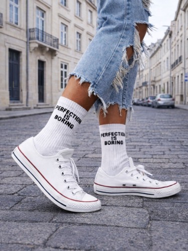 Women's PERFECTION IS BORING pattern socks 0200.232