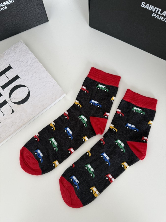 Men's Colorful Cars pattern short socks 1153.049