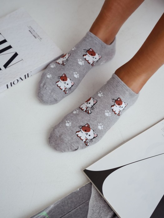 Women's Small Cats pattern low ankle socks 1146.084
