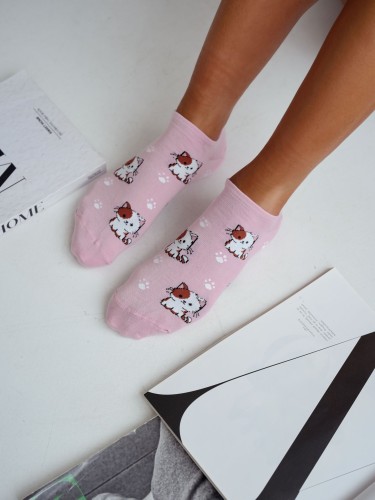 Women's Small Cats pattern low ankle socks 1146.084 2