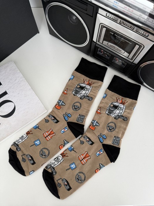 Men's 'King of the Parking Lot' pattern socks  0125.144