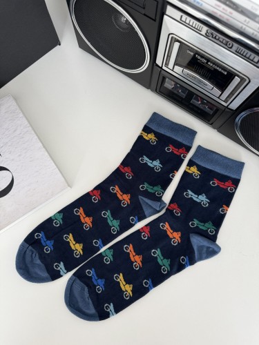 Men's Colorful motorcycles pattern short socks 1153.050
