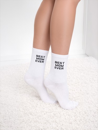 Women's BEST MOM EVER pattern socks 0200.238