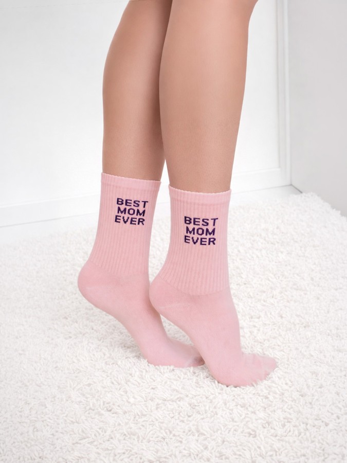 Women's BEST MOM EVER pattern socks 0200.238