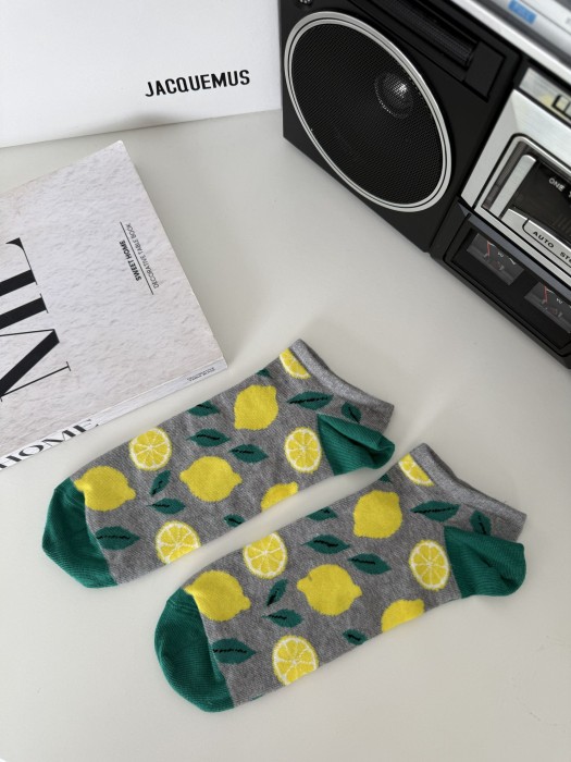 Men's Lemons pattern low ankle socks 1108.053