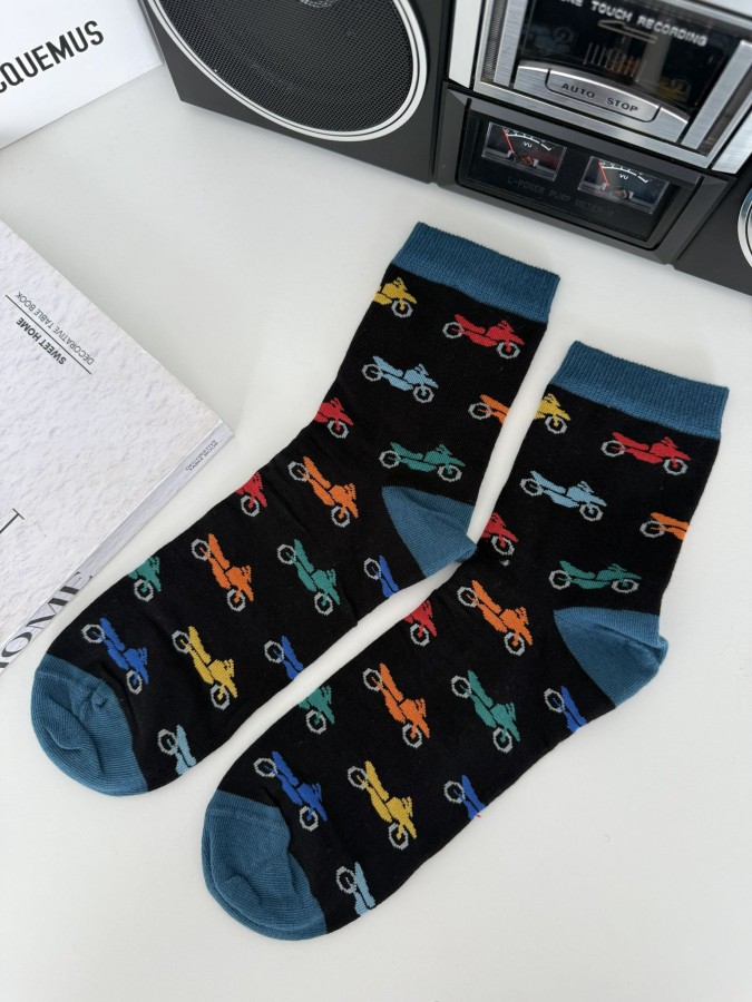 Men's Colorful motorcycles pattern short socks...