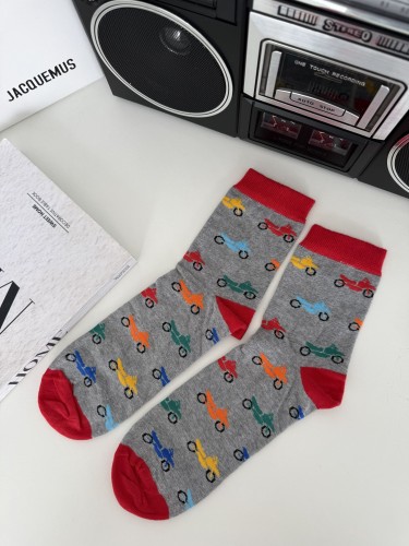 Men's Colorful motorcycles pattern short socks 1153.050 2