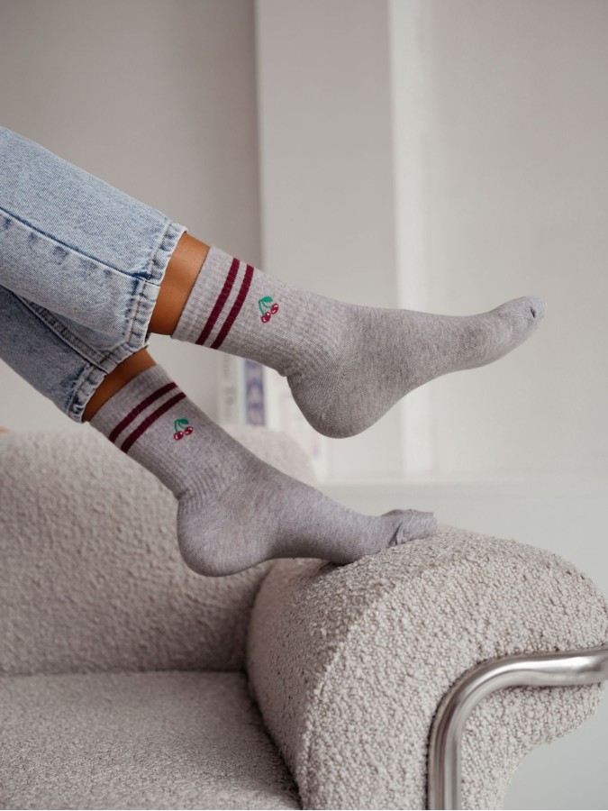 Women's Cherries & Stripes pattern socks 0200.237