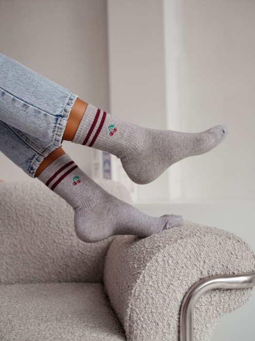 Women's Cherries & Stripes pattern socks 0200.237