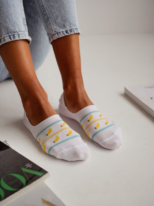 Cotton Bananas & Stripes pattern invisible socks 0576.030