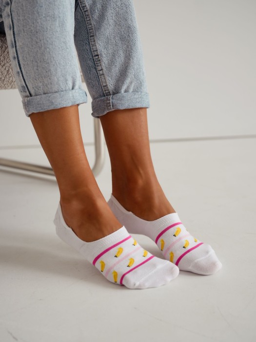 Cotton Bananas & Stripes pattern invisible socks 0576.030