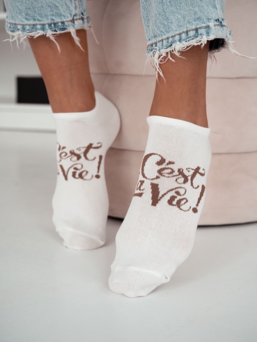 Women's 'C'est La Vie!' pattern low ankle socks 1146.091