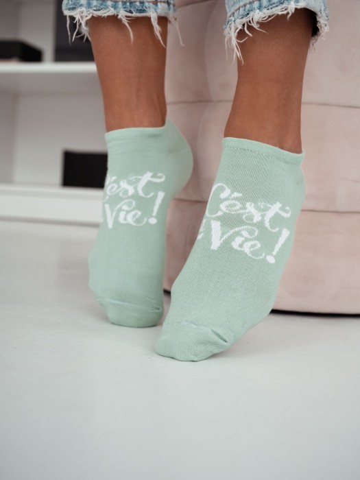 Women's 'C'est La Vie!' pattern low ankle socks 1146.091