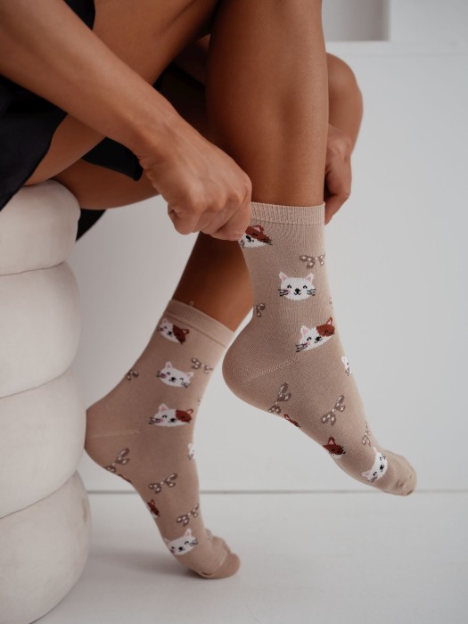 Women's Cats & Bows pattern socks 0200.241