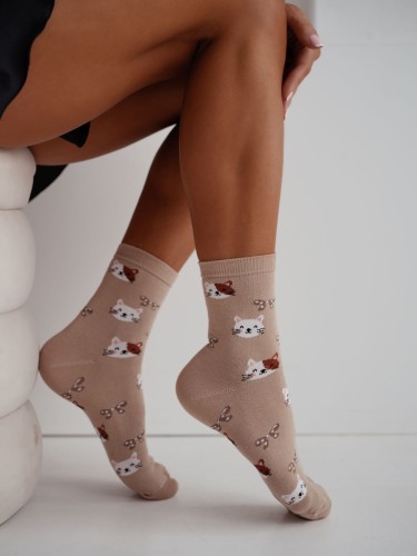 Women's Cats & Bows pattern socks 0200.241 2