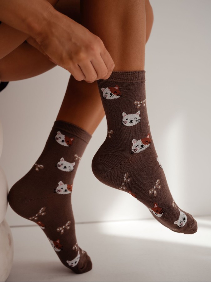 Women's Cats & Bows pattern socks 0200.241