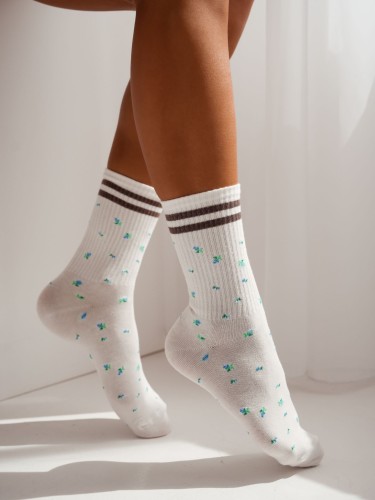 Women's Stripes & Flowers pattern socks 0200.242 2