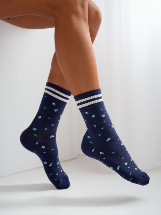Women's Stripes & Flowers pattern socks 0200.242
