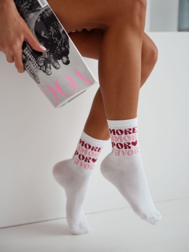 Women's 'MORE AMOR POR FAVOR' pattern socks 0200.244