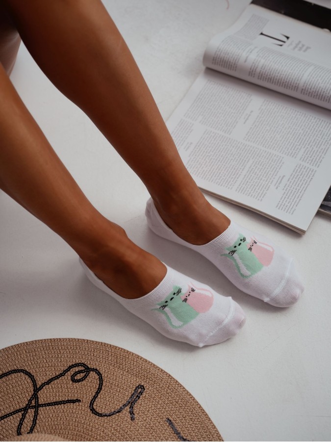 Cotton Two Cats pattern invisible socks 0576.032