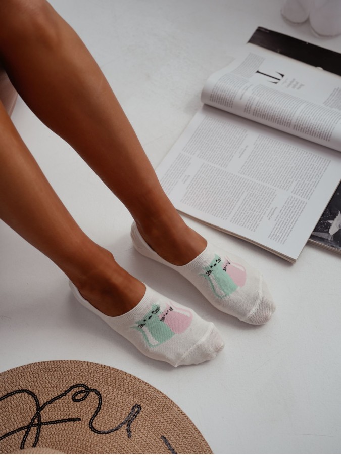 Cotton Two Cats pattern invisible socks 0576.032