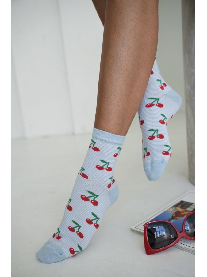 Women's socks Cherries with stripes 0200.256