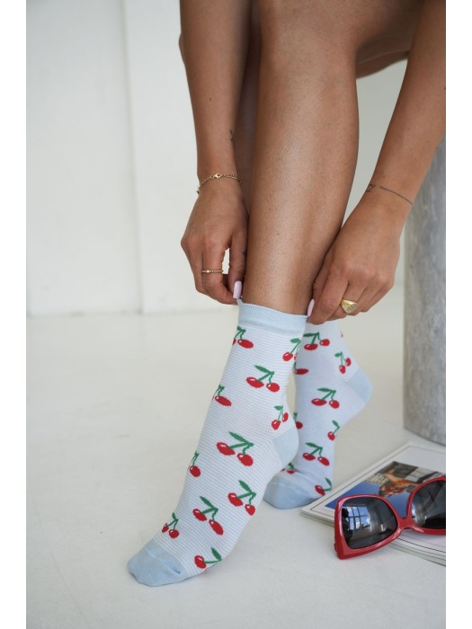 Women's socks Cherries with stripes 0200.256