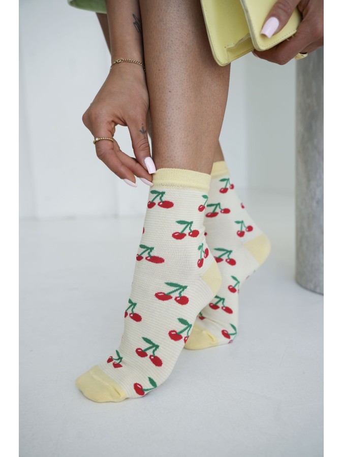 Women's socks Cherries with stripes 0200.256