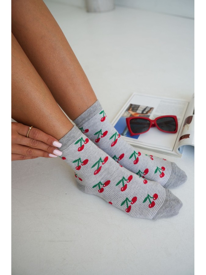 Women's socks Cherries with stripes 0200.256