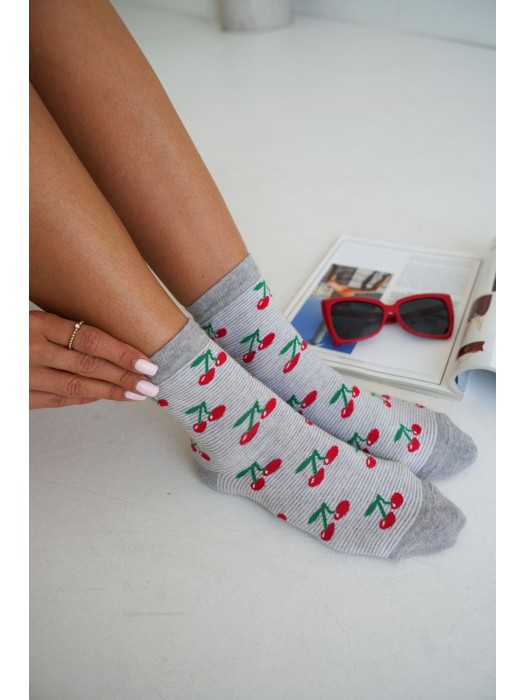 Women's socks Cherries with stripes 0200.256