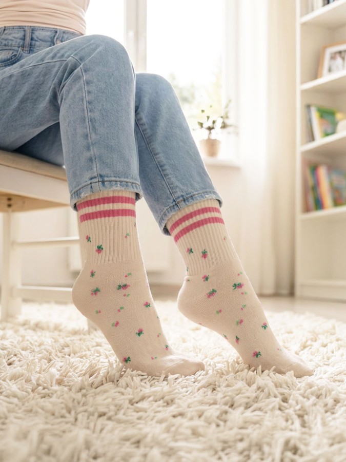 Children's Stripes & Flowers pattern socks...