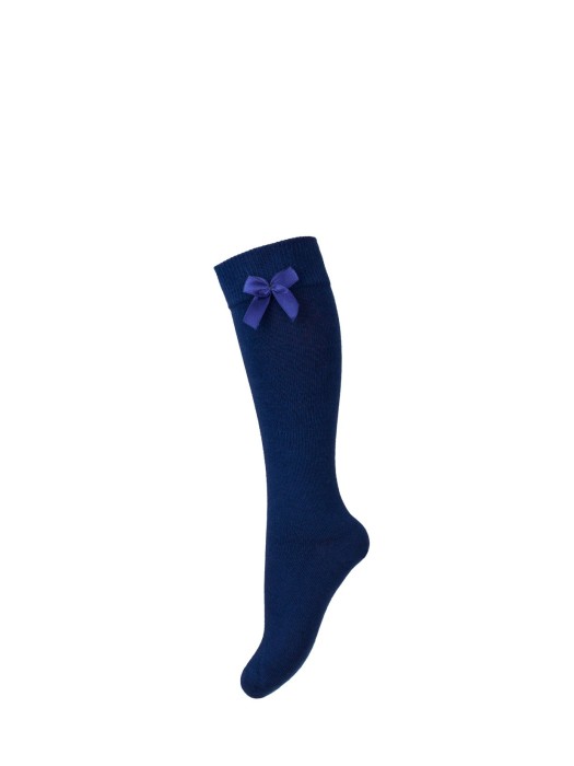 Kids' cotton knee socks with a bow