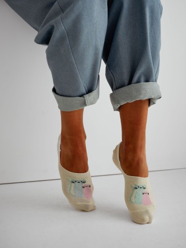 Cotton Two Cats pattern invisible socks 0576.032 2