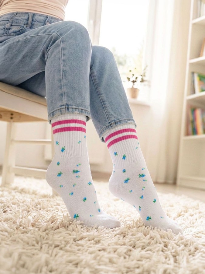 Children's Stripes & Flowers pattern socks...