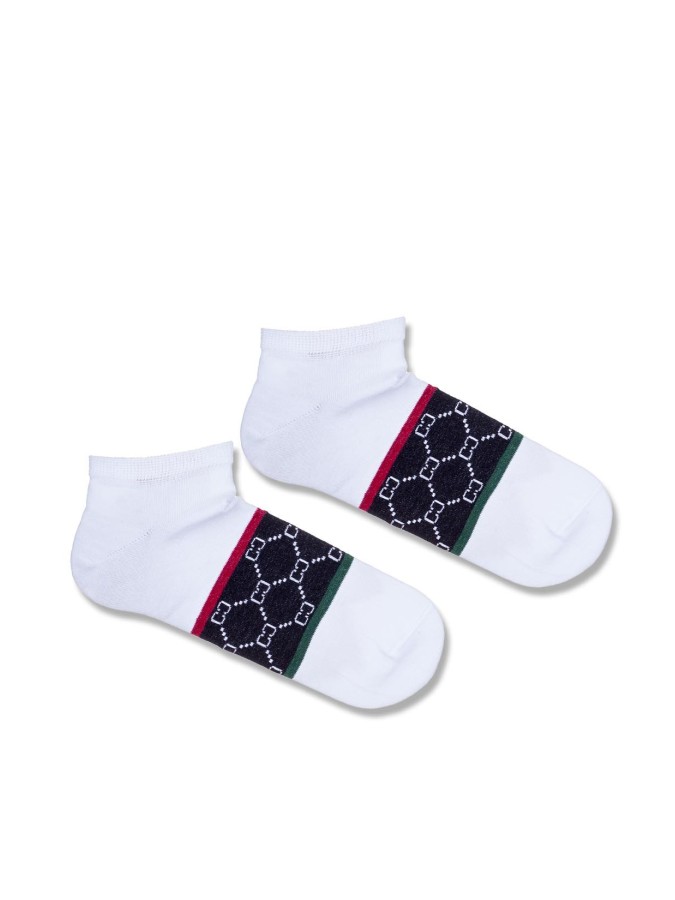 Men's Wide stripes CC pattern low ankle socks...