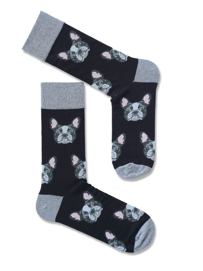 Men's French bulldogs pattern socks 0125.155