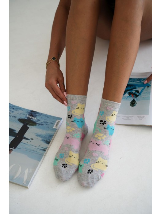 Women's socks Colorful cats & paws 0200.263