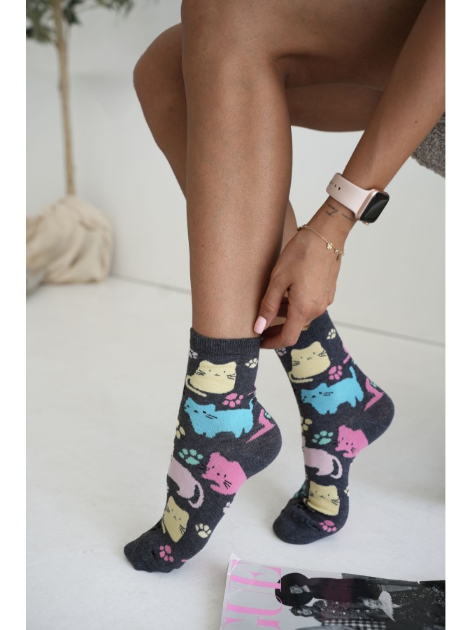 Women's socks Colorful cats & paws 0200.263