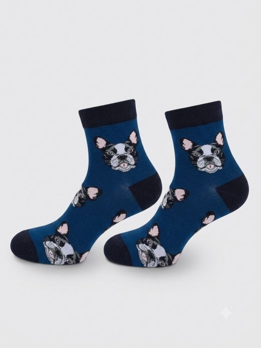 Men's French bulldogs pattern short socks 1153.057
