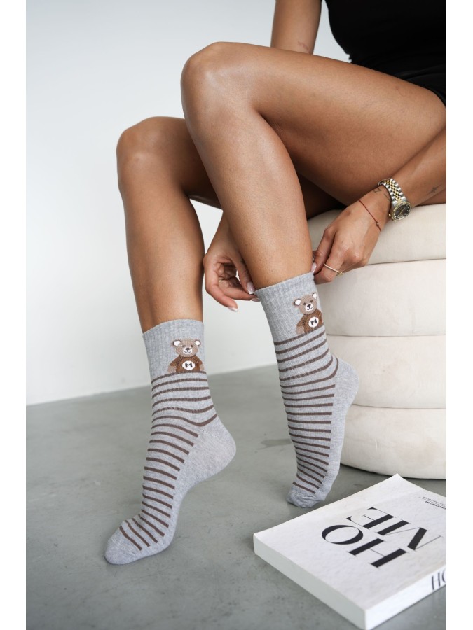 Women's socks Teddy Bear with stripes 0200.264
