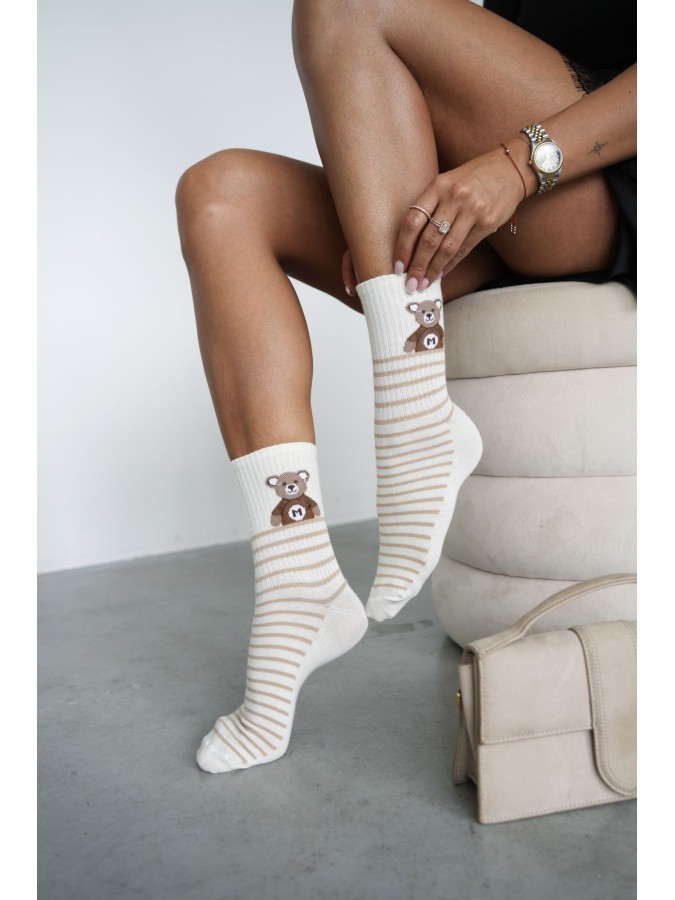 Women's socks Teddy Bear with stripes 0200.264