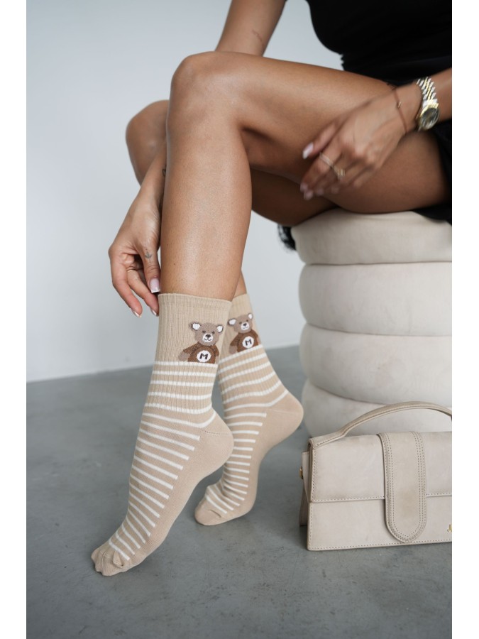 Women's socks Teddy Bear with stripes 0200.264