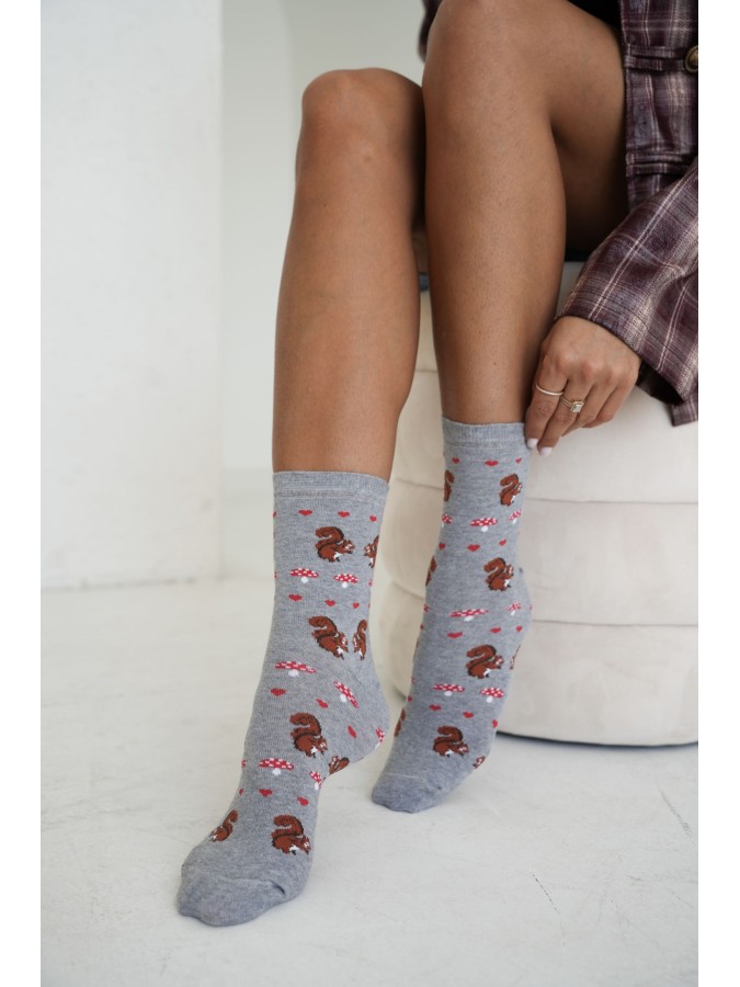 Women's socks Squirrels and mushrooms 0200.257