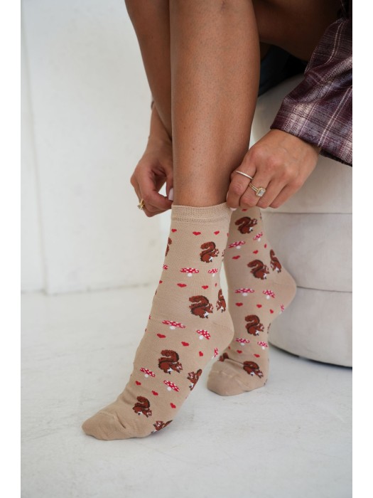 Women's socks Squirrels and mushrooms 0200.257
