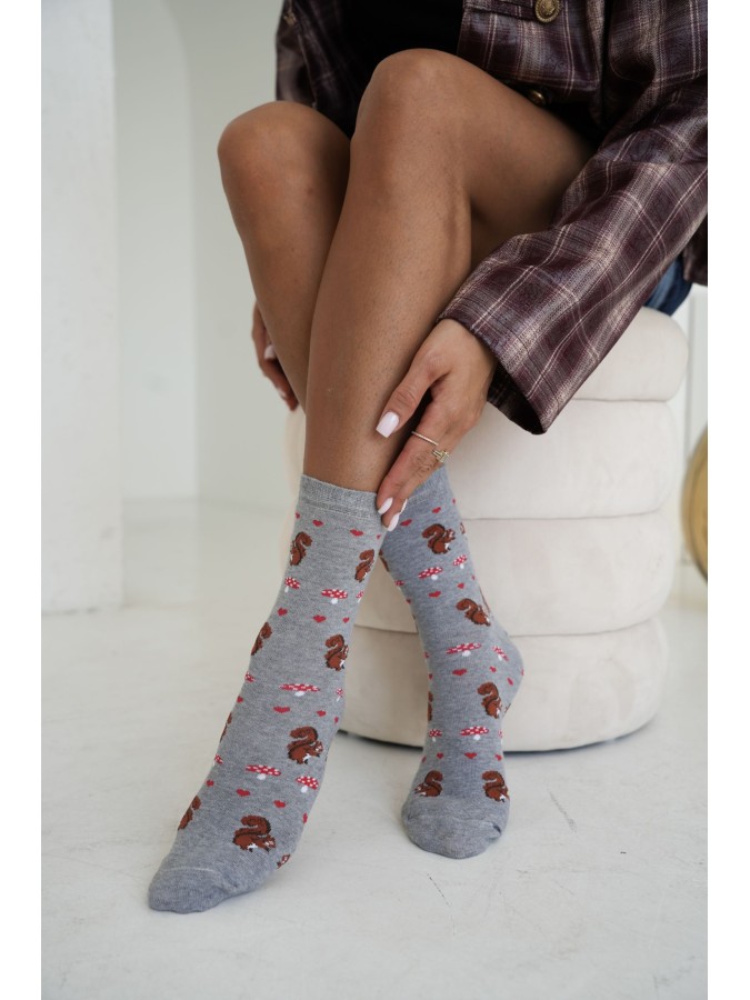 Women's socks Squirrels and mushrooms 0200.257